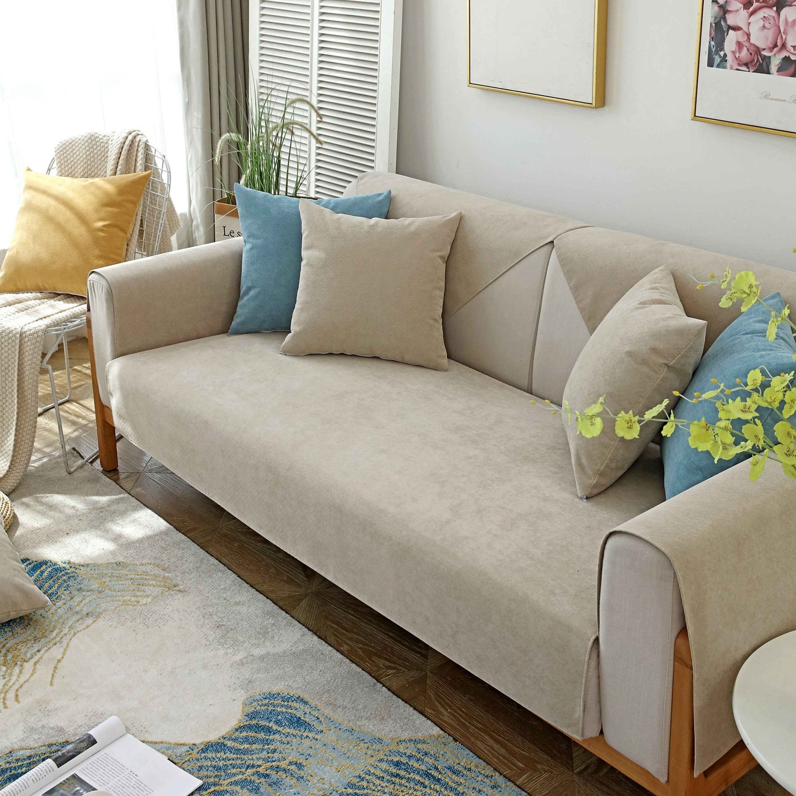 Waterproof Non-Slip Quilted Corduroy Sofa Covers for Pets, Sectional Couch Covers