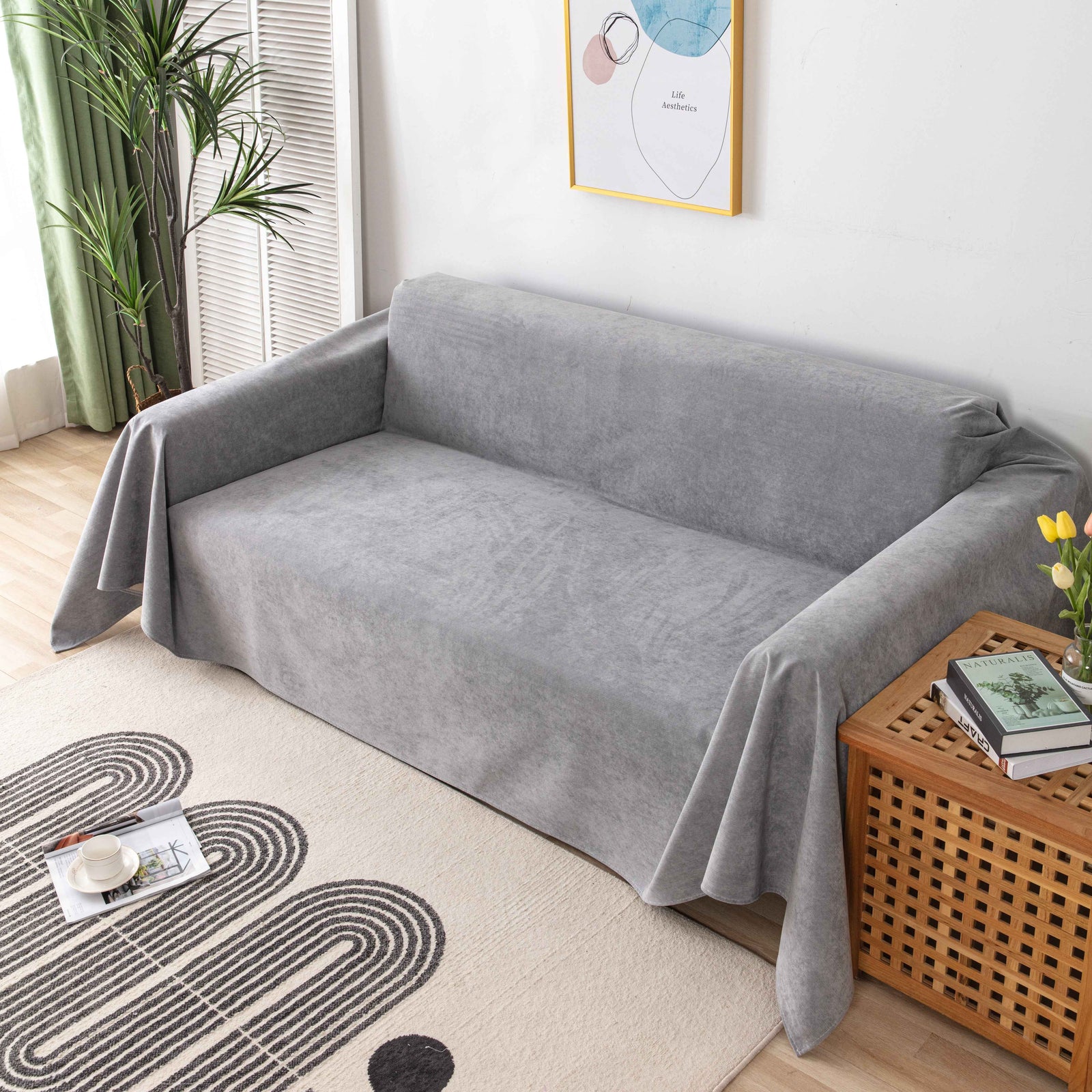 Waterproof Scratch-Resistant Furniture Covers for Pets, Non-Slip Couch Cover Throw
