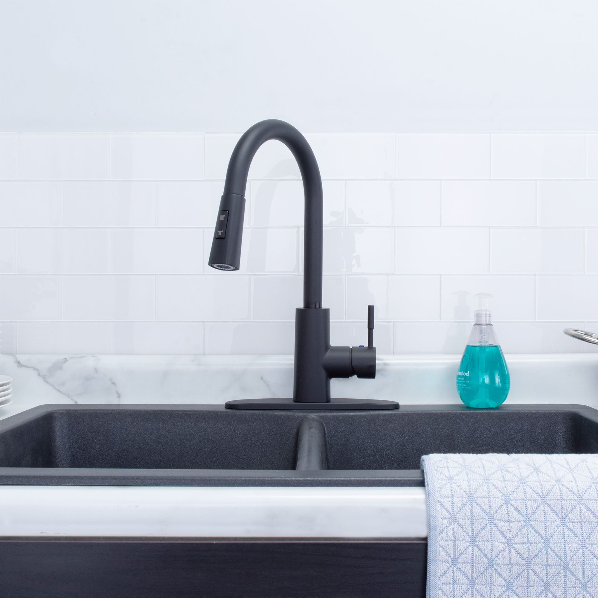 Tehila Black Finish High-Arc Pull-Down Faucet
