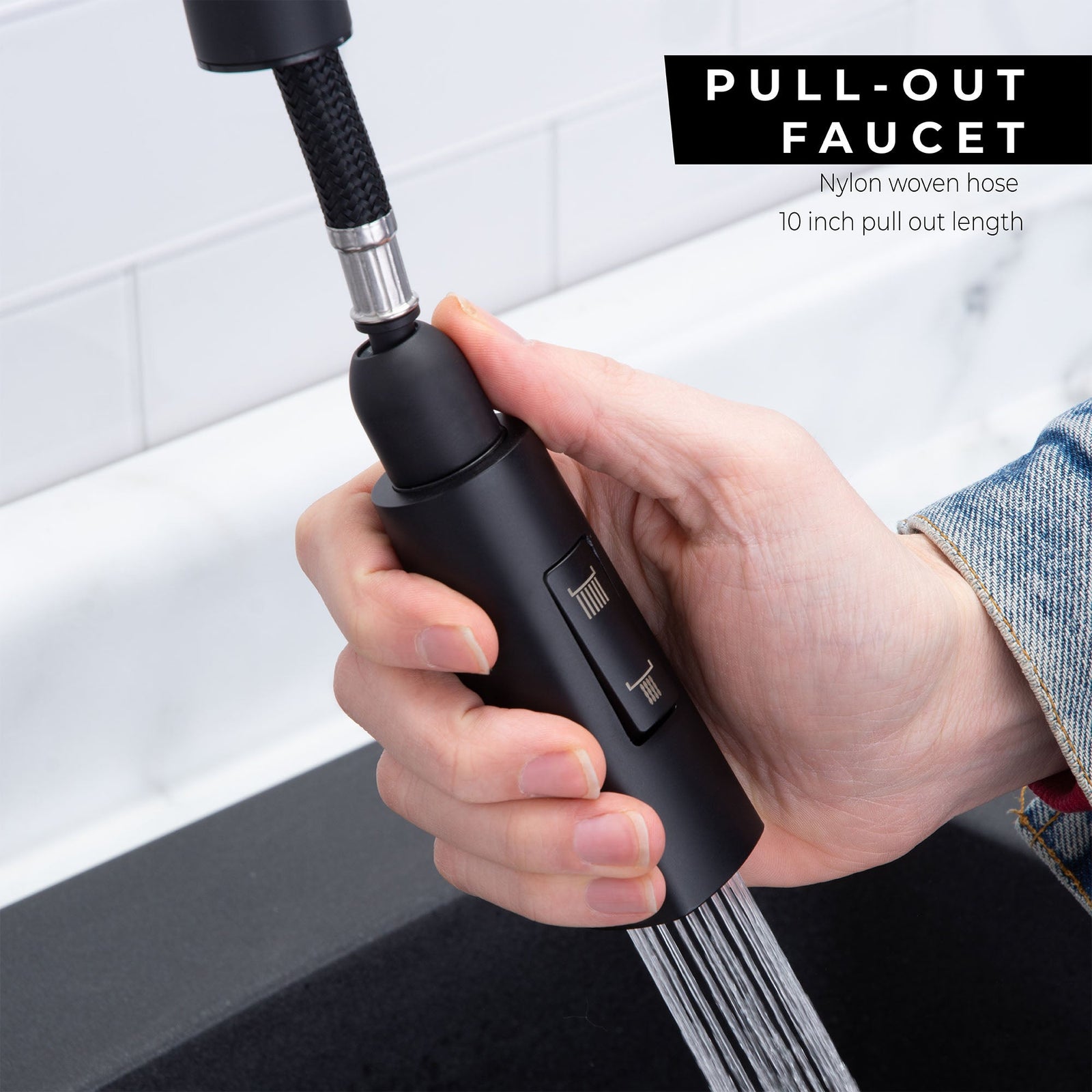 Tehila Black Finish High-Arc Pull-Down Faucet