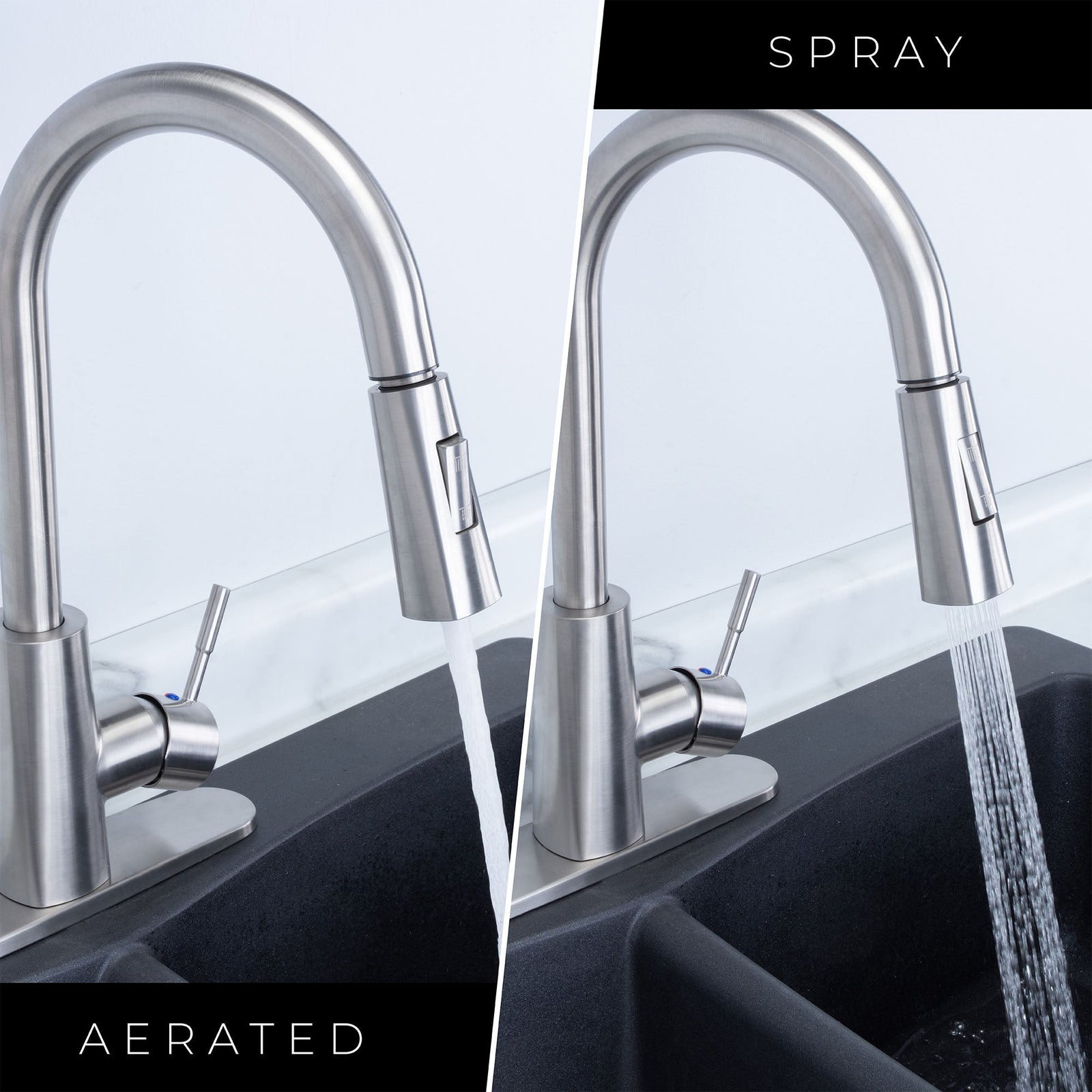 Tehila Stainless Steel Finish High-Arc Pull-Down Faucet