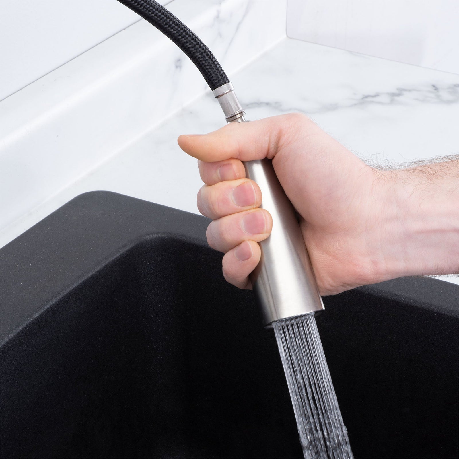 Tehila Stainless Steel Finish High-Arc Pull-Down Faucet