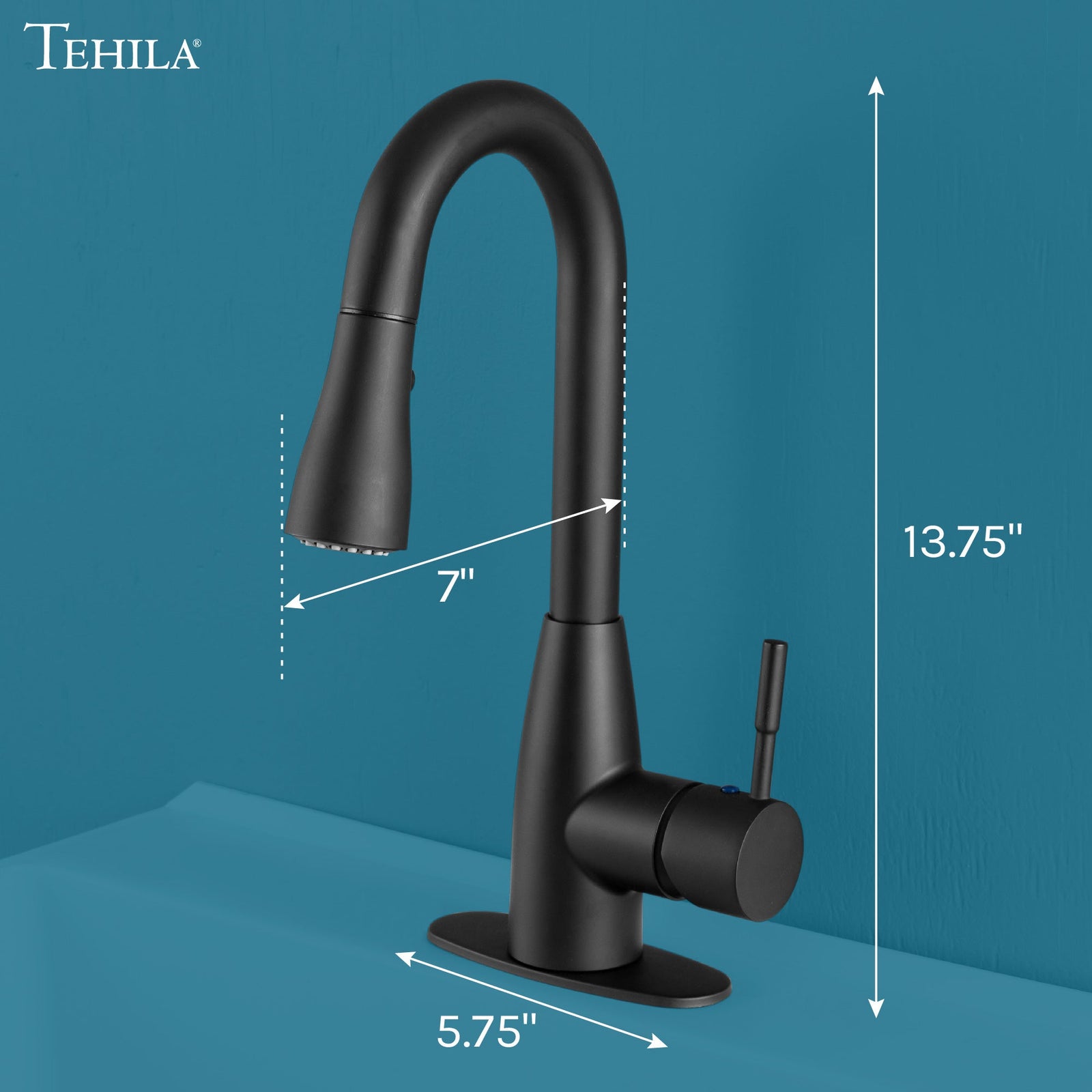 Tehila Black Finish Low Profile Pull-Down Faucet