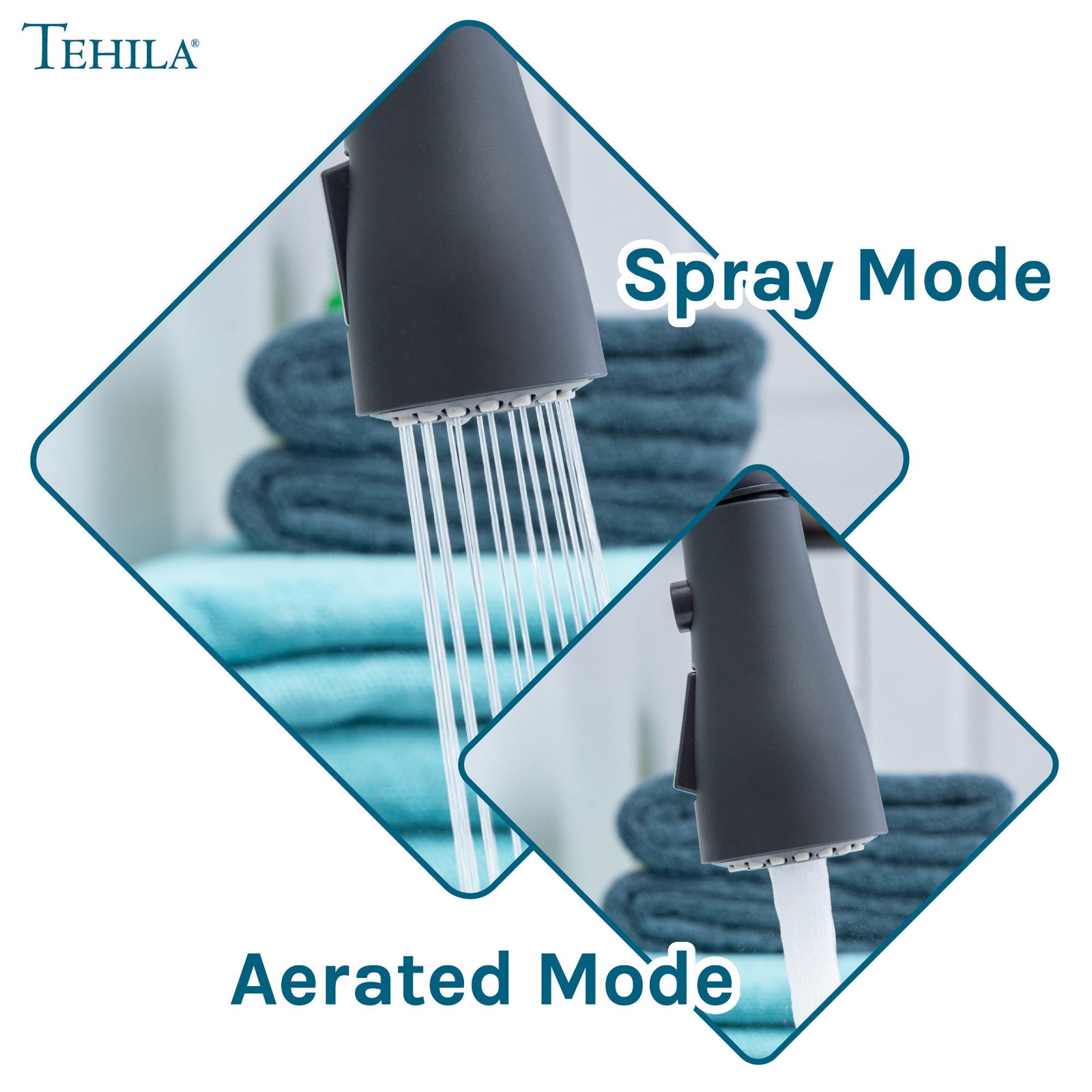 Tehila Black Finish Low Profile Pull-Down Faucet