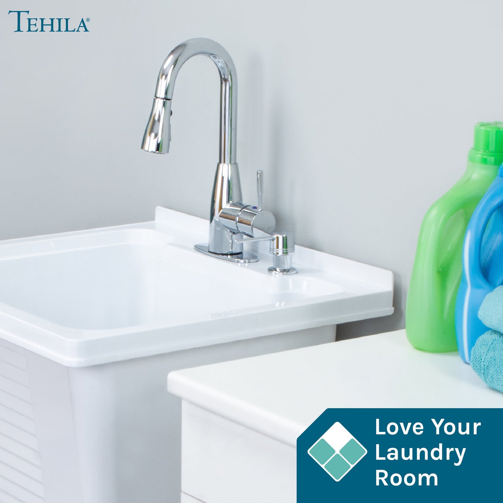 Tehila Chrome Finish Low Profile Pull-Down Faucet