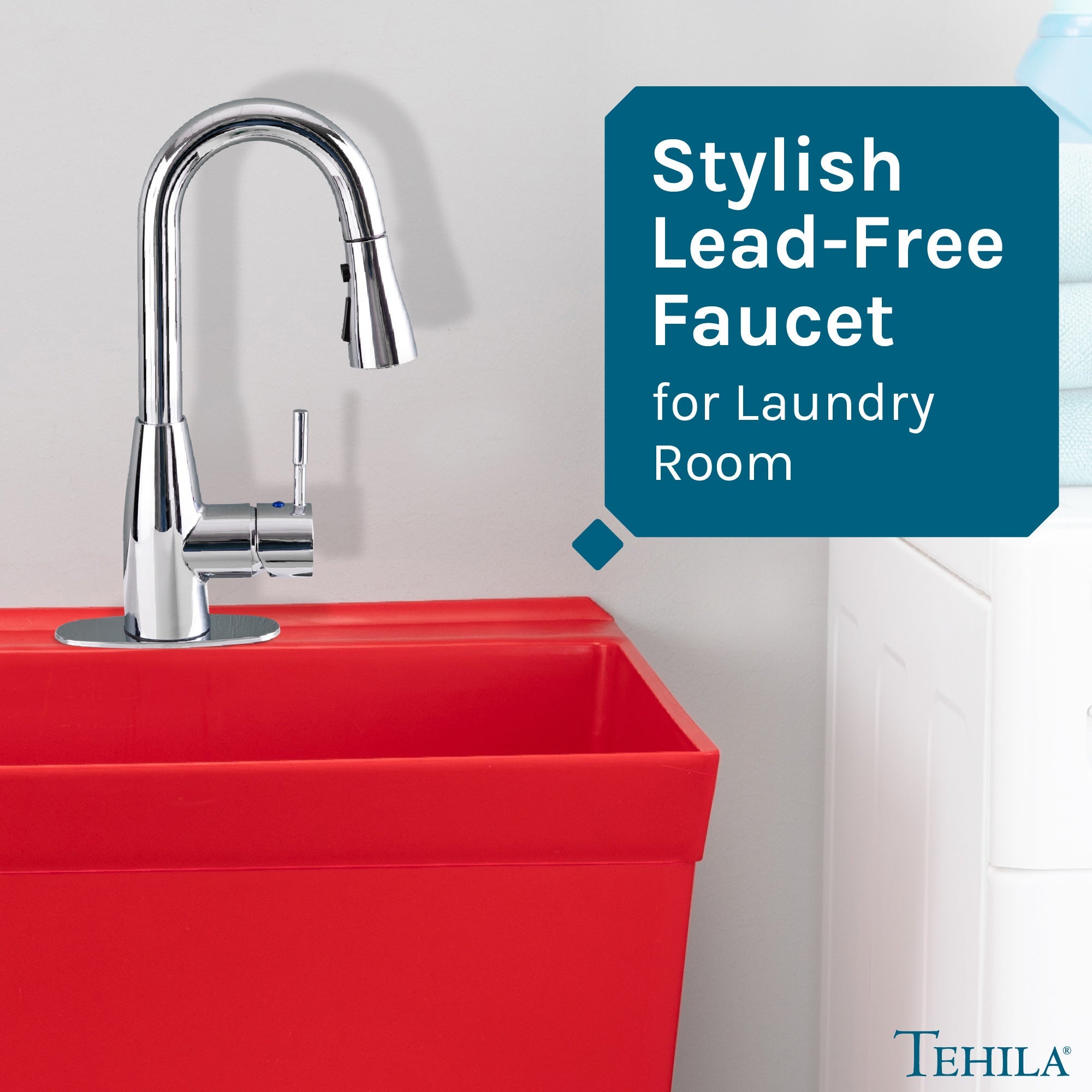Tehila Chrome Finish Low Profile Pull-Down Faucet