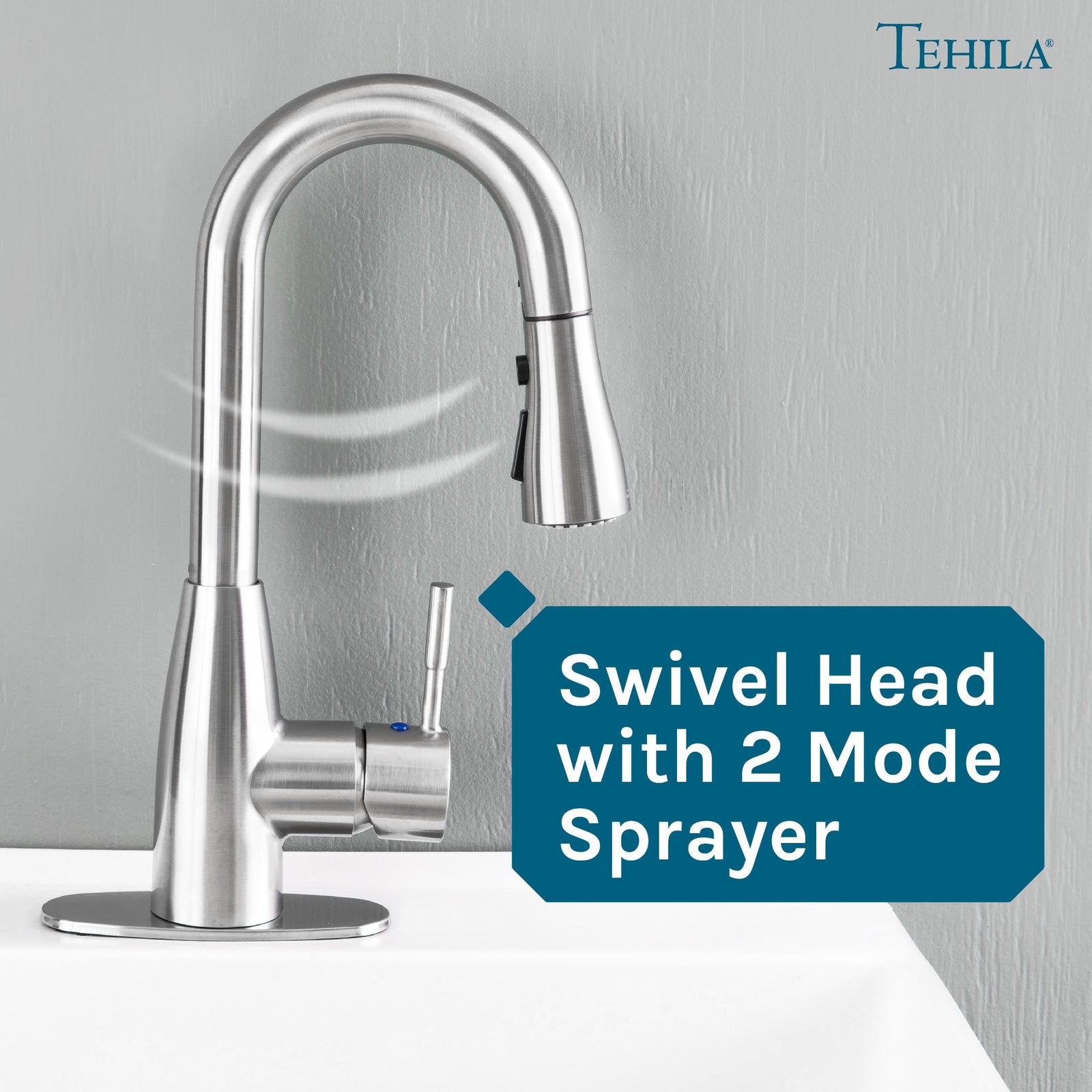 Tehila Stainless Steel Finish Low Profile Pull-Down Faucet