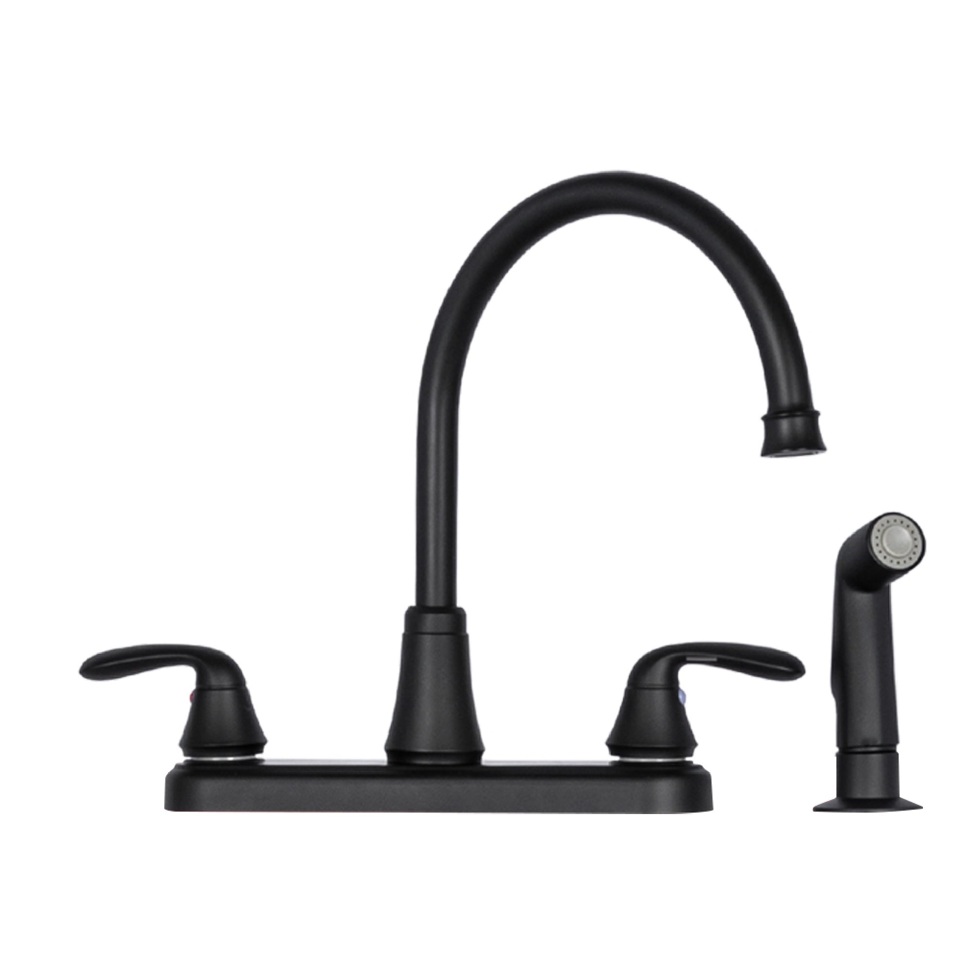 Tehila Black Finish Wide-set Gooseneck Faucet with Side Sprayer