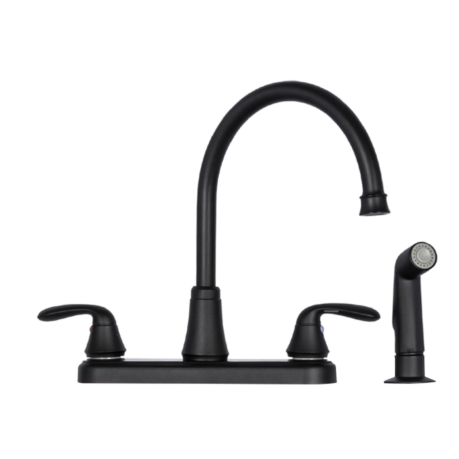 Tehila Black Finish Wide-set Gooseneck Faucet with Side Sprayer