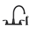 Tehila Black Finish Wide-set Gooseneck Faucet with Side Sprayer