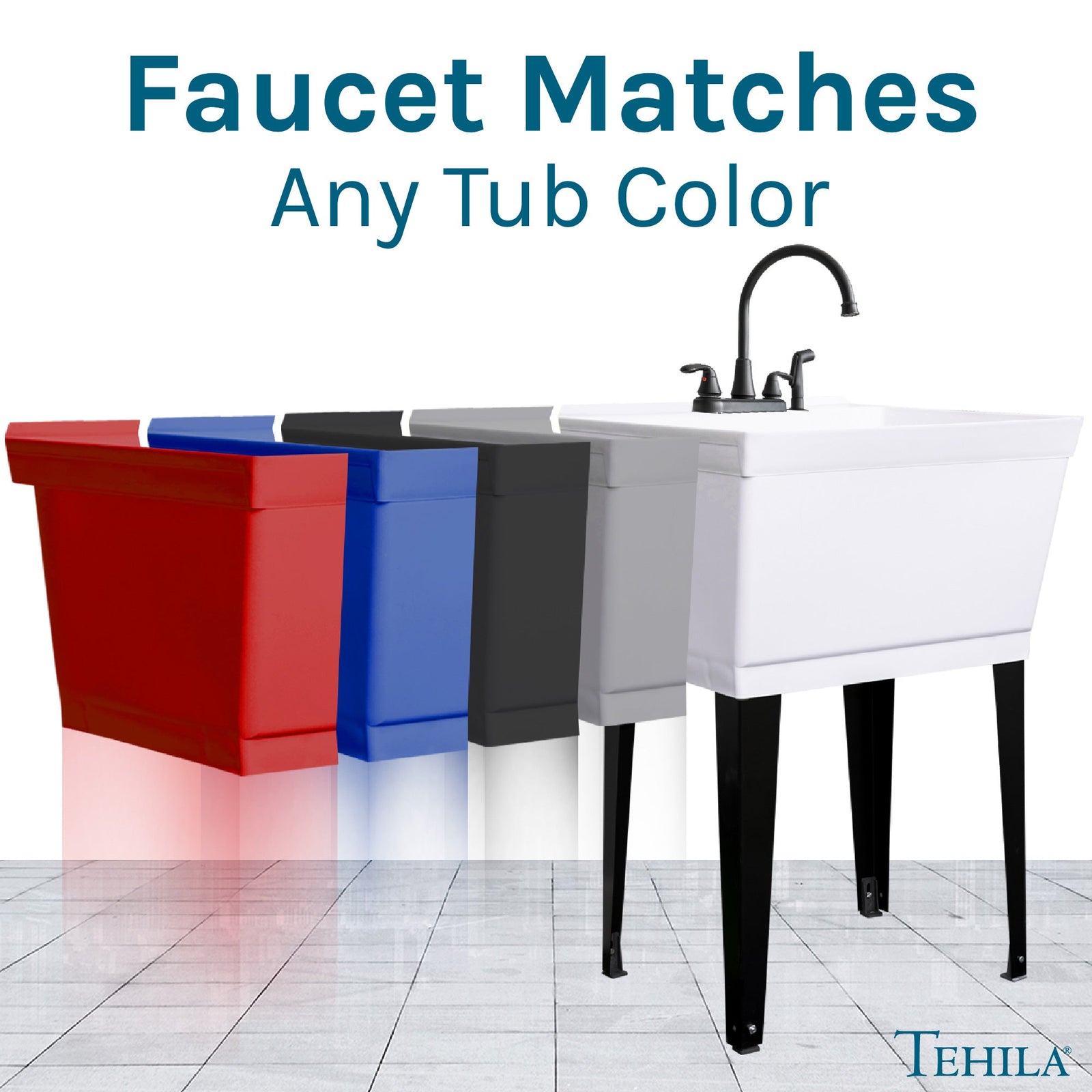 Tehila Black Finish Wide-set Gooseneck Faucet with Side Sprayer