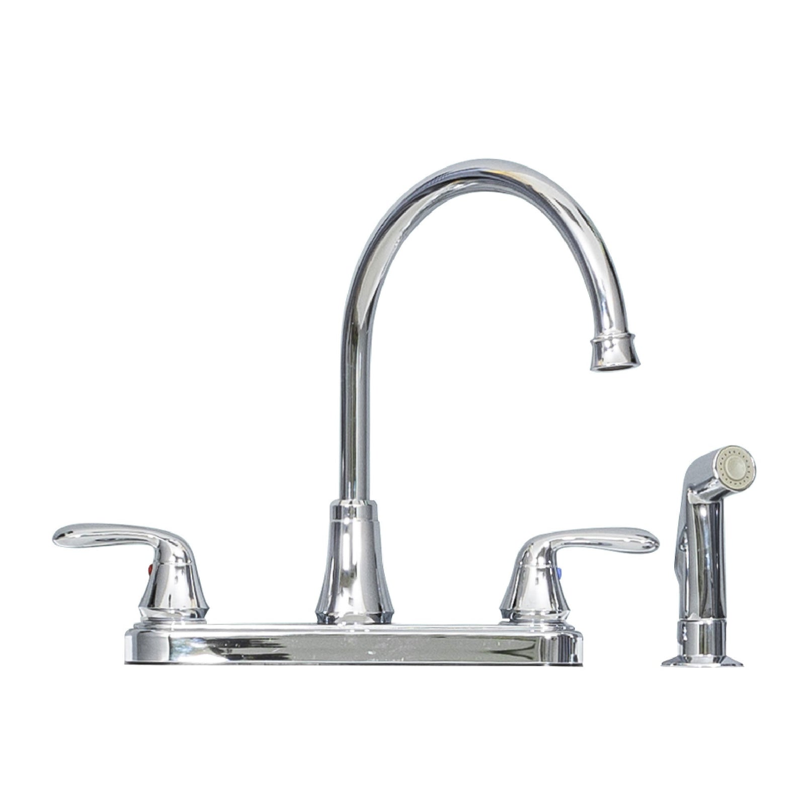 Tehila Chrome Finish Wide-set Gooseneck Faucet with Side Sprayer