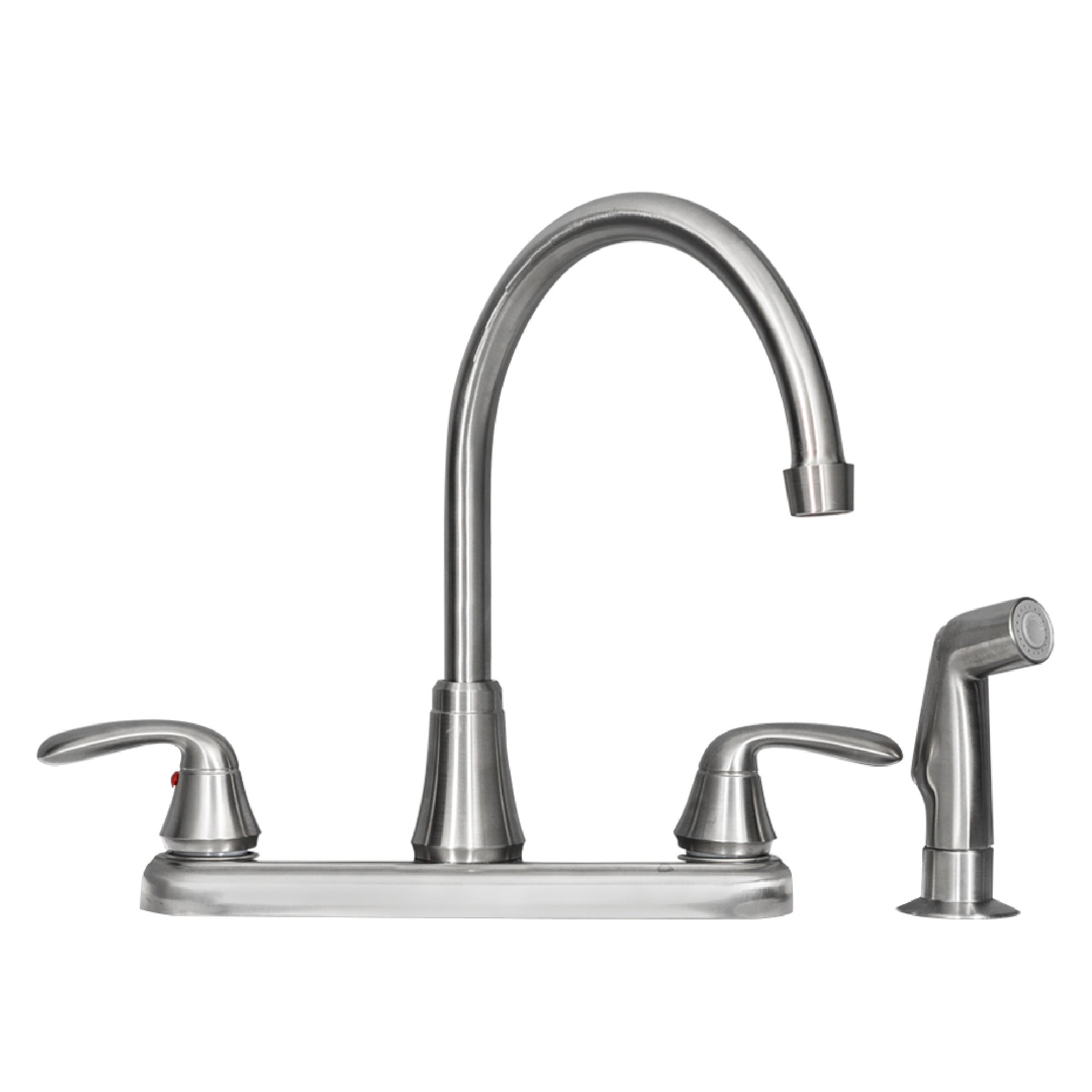 Tehila Stainless Steel Finish Wide-set Gooseneck Faucet with Side Sprayer
