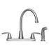 Tehila Stainless Steel Finish Wide-set Gooseneck Faucet with Side Sprayer