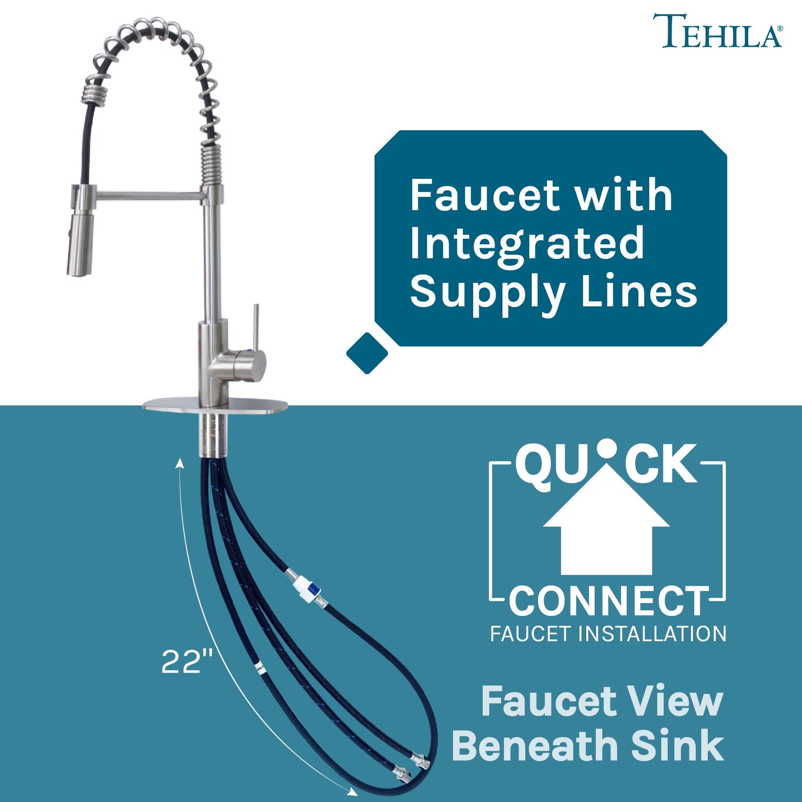 Tehila Stainless Steel Finish High Arc Coil Pull-Down Faucet