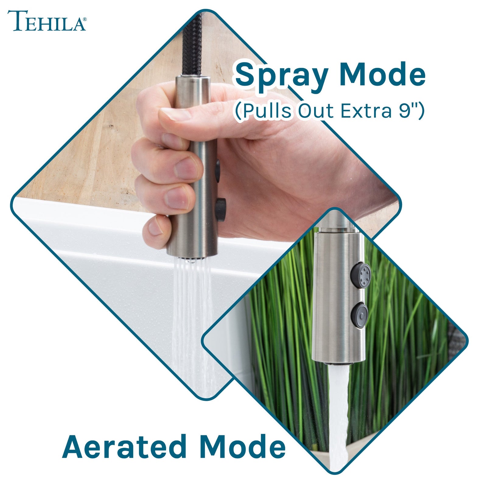 Tehila Stainless Steel Finish High Arc Coil Pull-Down Faucet