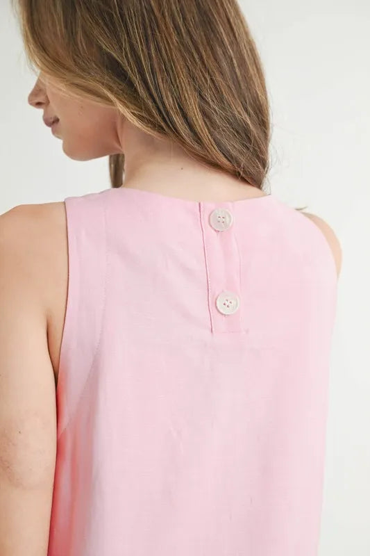 Linen Mix Side Ric Rac A-Line Mini Dress for Women – Casual Mini Dress, Summer Dress, A-Line Dress, Chic Peasant Dress, Vacation Dress, Flattering Fit Dress