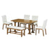Topmax - 6 Piece Farmhouse Extendable Dining Table Set Trestle Kitchen Table Set With Removable Leaf And Upholstered Dining Chair And Bench For Dining Room