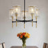 5 Light Chandelier, Textured Glass Pendant Light, (Not Including The Bulb) For Living Room - Black / Gold