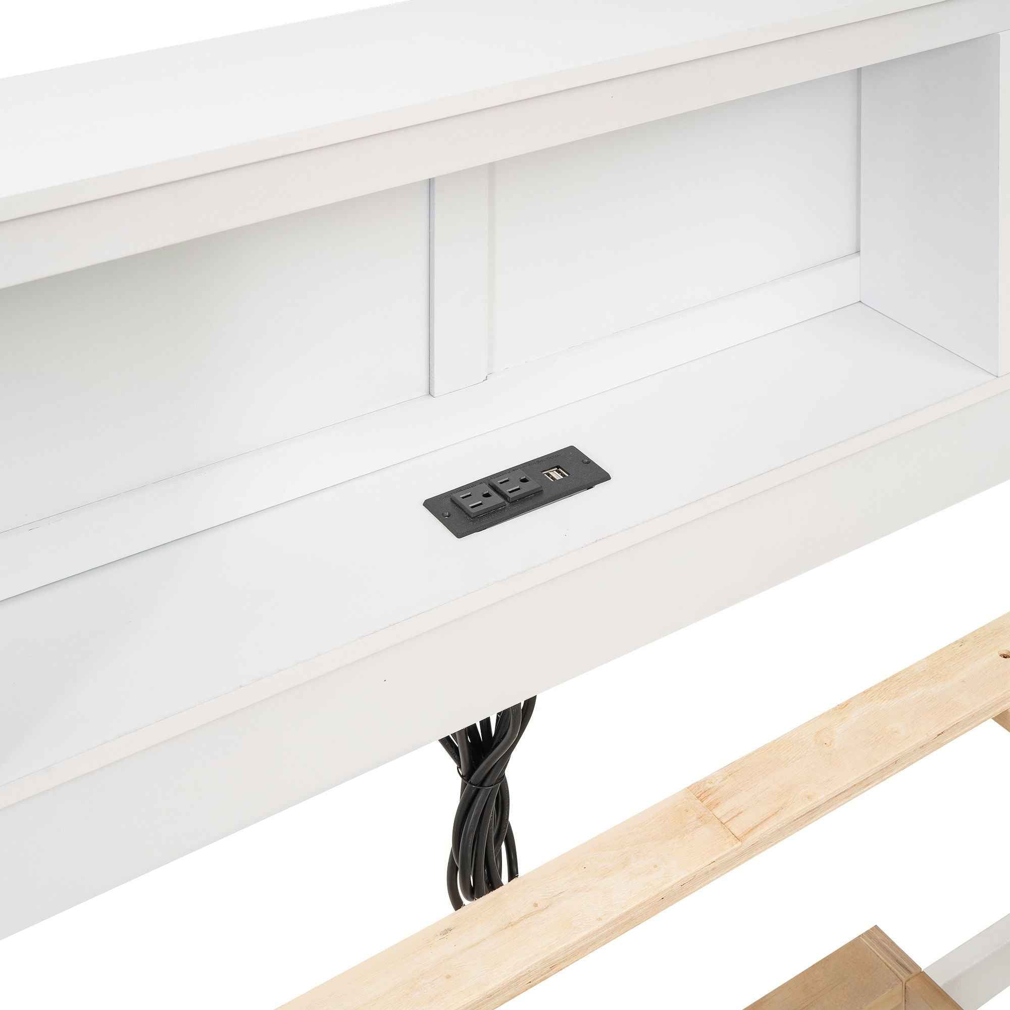 Platform Bed With Storage Headboard, USB, Trundle And 3 Drawers