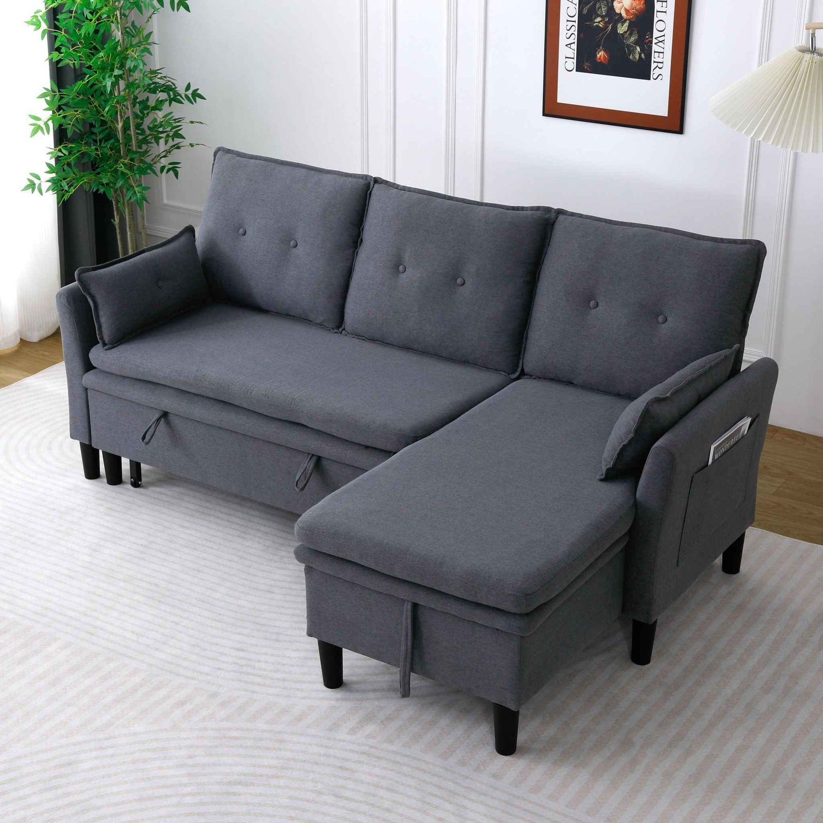 L-Shaped Reversible Chaise Sectional Sofa With Storage