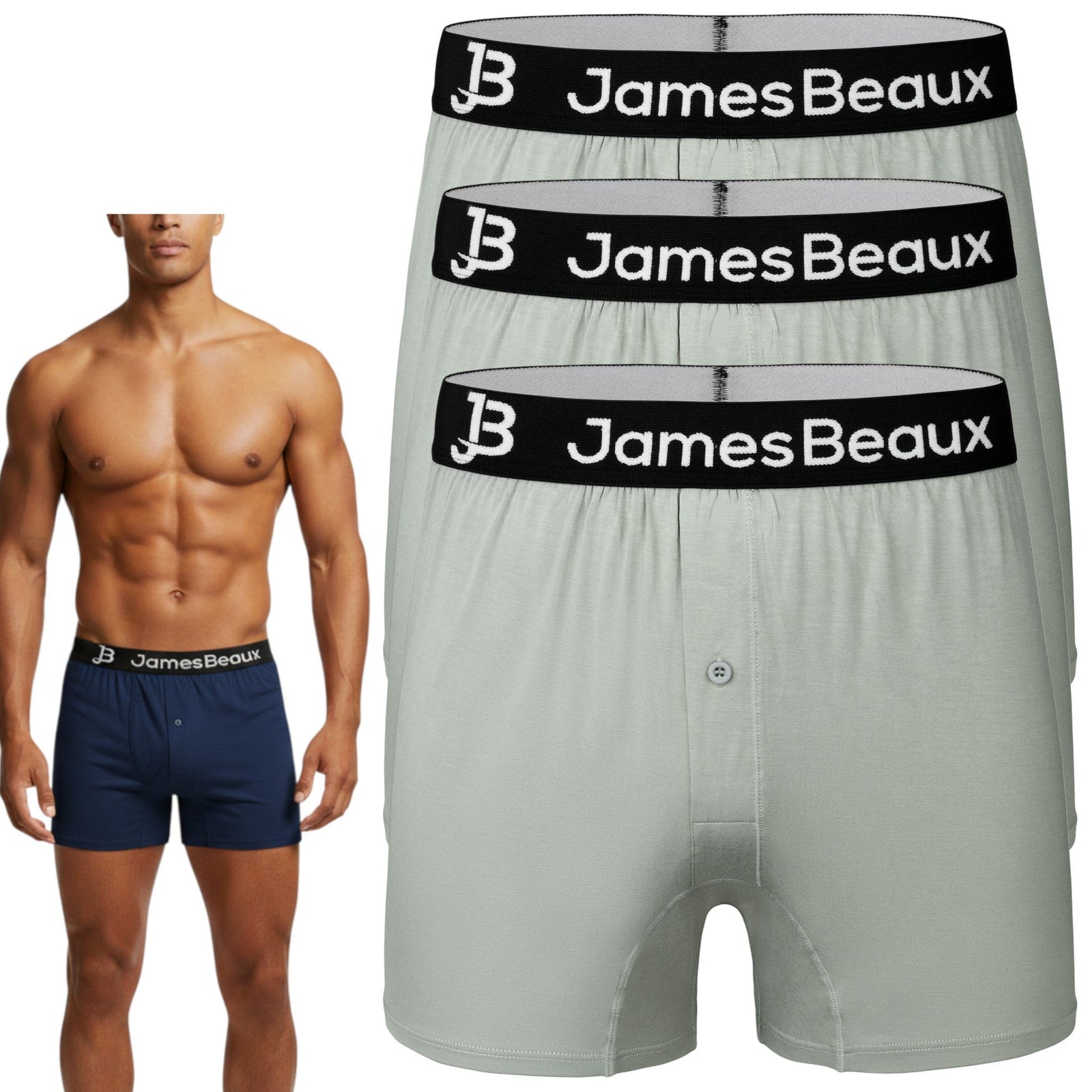 3-Pack Men's Gray 95% Bamboo Boxer Shorts