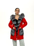Roma Genuine Silver Fox Fur Rabbit Fur Insulated Parka in Red