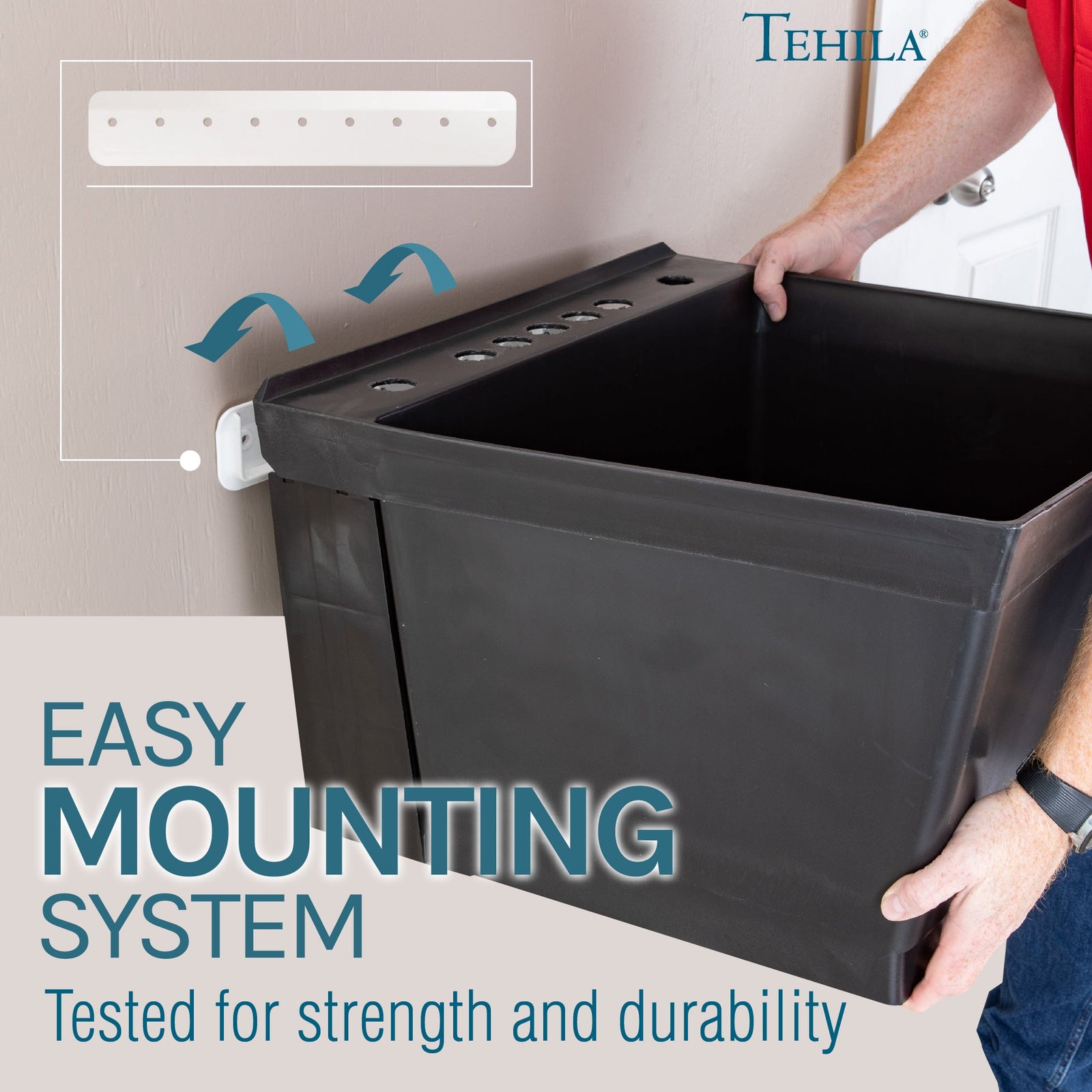 Tehila Standard Wall-Mounted Black Utility Sink, No Supply Lines