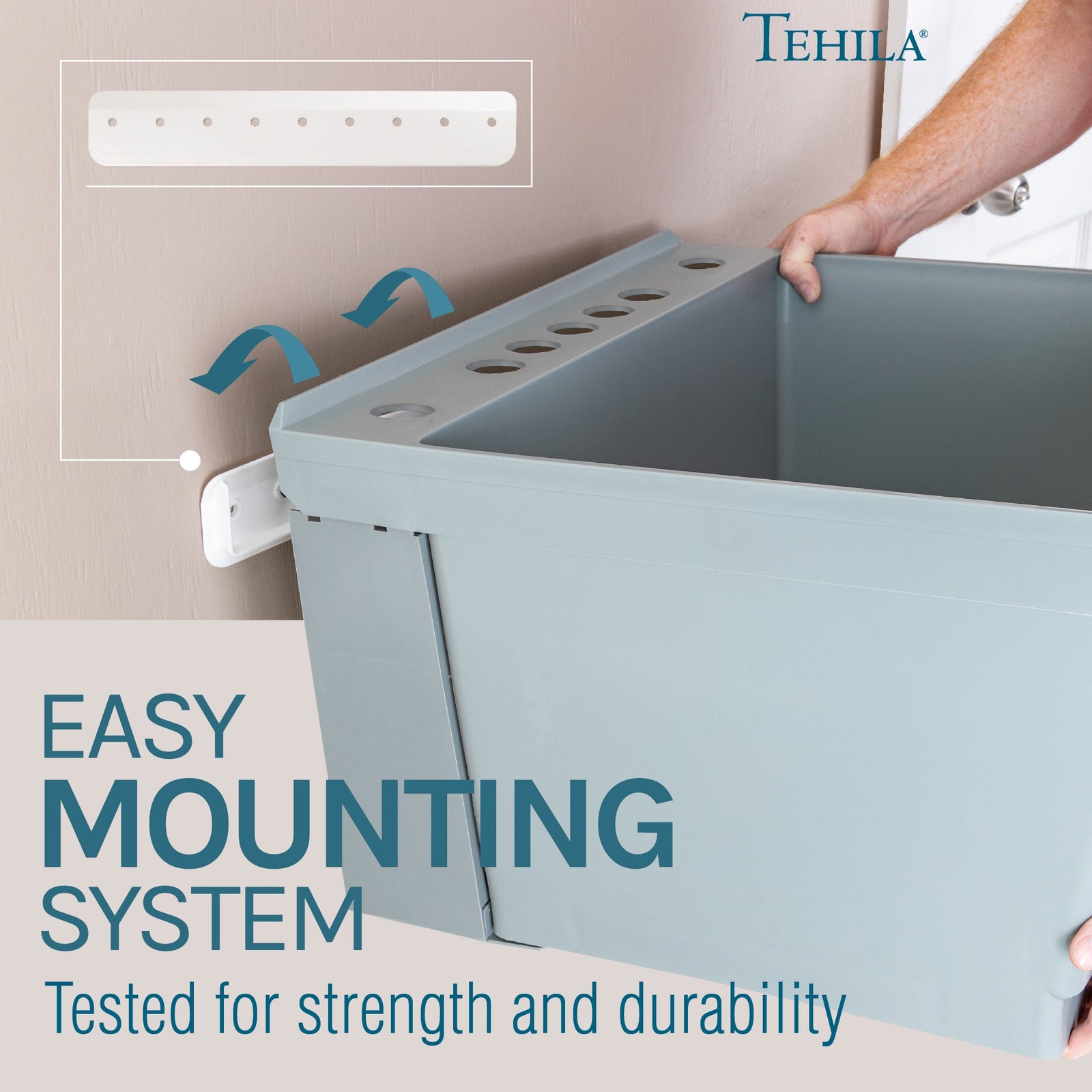 Tehila Standard Wall-Mounted Grey Utility Sink, No Supply Lines