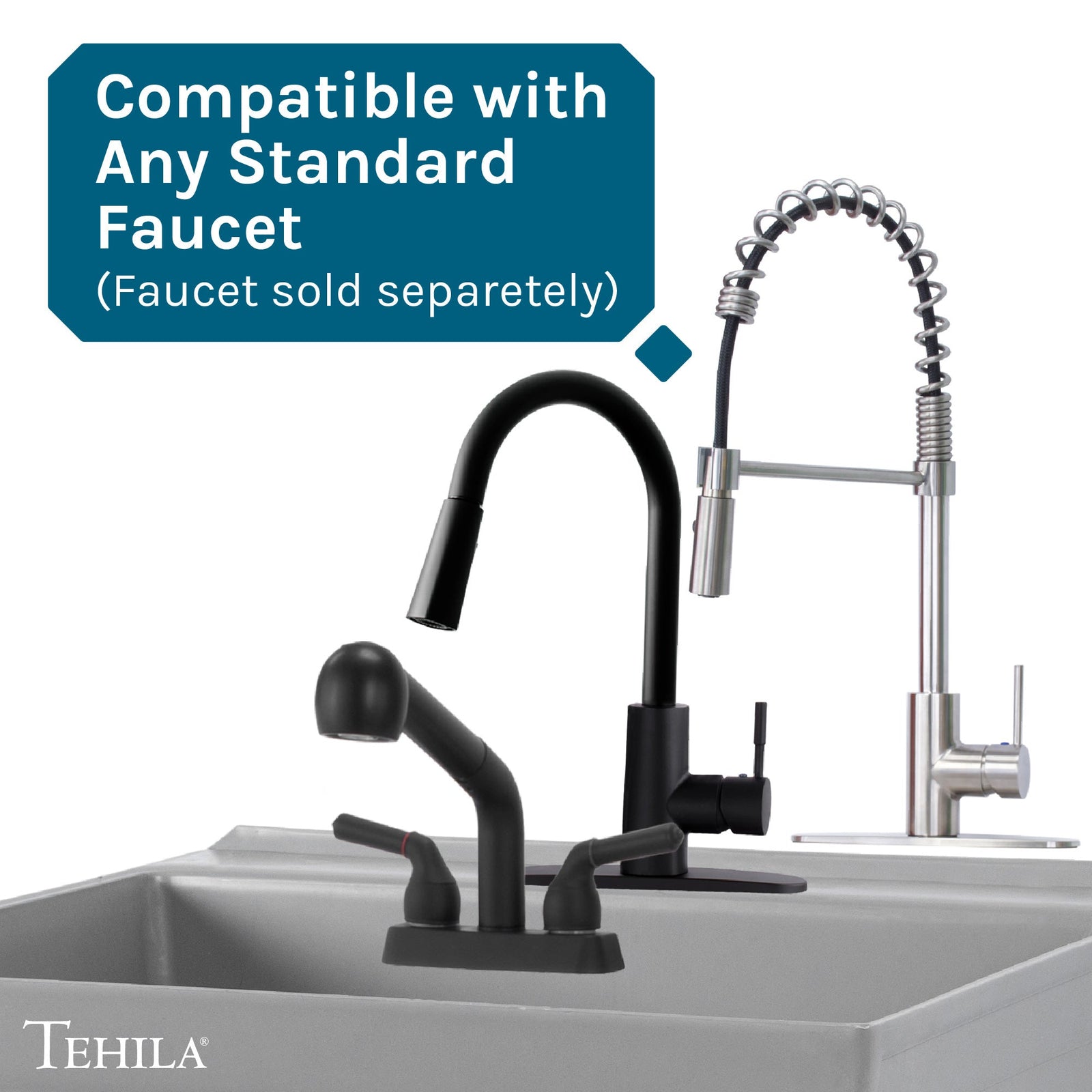 Tehila Standard Wall-Mounted Grey Utility Sink, No Supply Lines