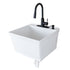 Tehila Standard Wall-Mounted White Utility Sink with Black Finish Pull-Down Faucet