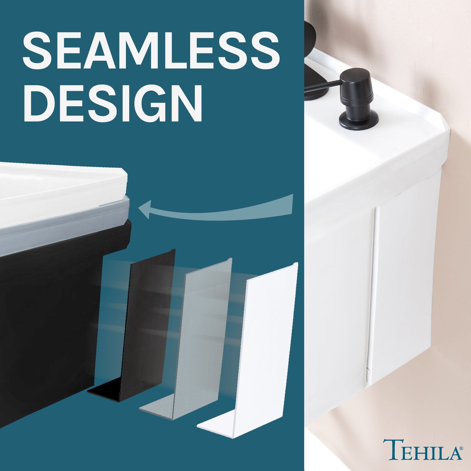 Tehila Standard Wall-Mounted White Utility Sink with Black Finish Pull-Down Faucet
