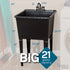 Tehila Basics Freestanding Black Utility Sink with Black Finish Dual Handle Utility Faucet