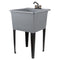 Tehila Basics Freestanding Grey Utility Sink with Black Finish Dual Handle Utility Faucet
