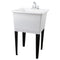 Tehila Basics Freestanding White Utility Sink with Chrome Finish Dual Handle Utility Faucet