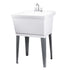 Tehila Standard Freestanding White Utility Sink with Chrome Finish Double Knob Utility Faucet