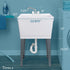 Tehila Standard Freestanding White Utility Sink with Chrome Finish Double Knob Utility Faucet