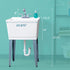 Tehila Standard Freestanding White Utility Sink with Chrome Finish Pull-Out Faucet