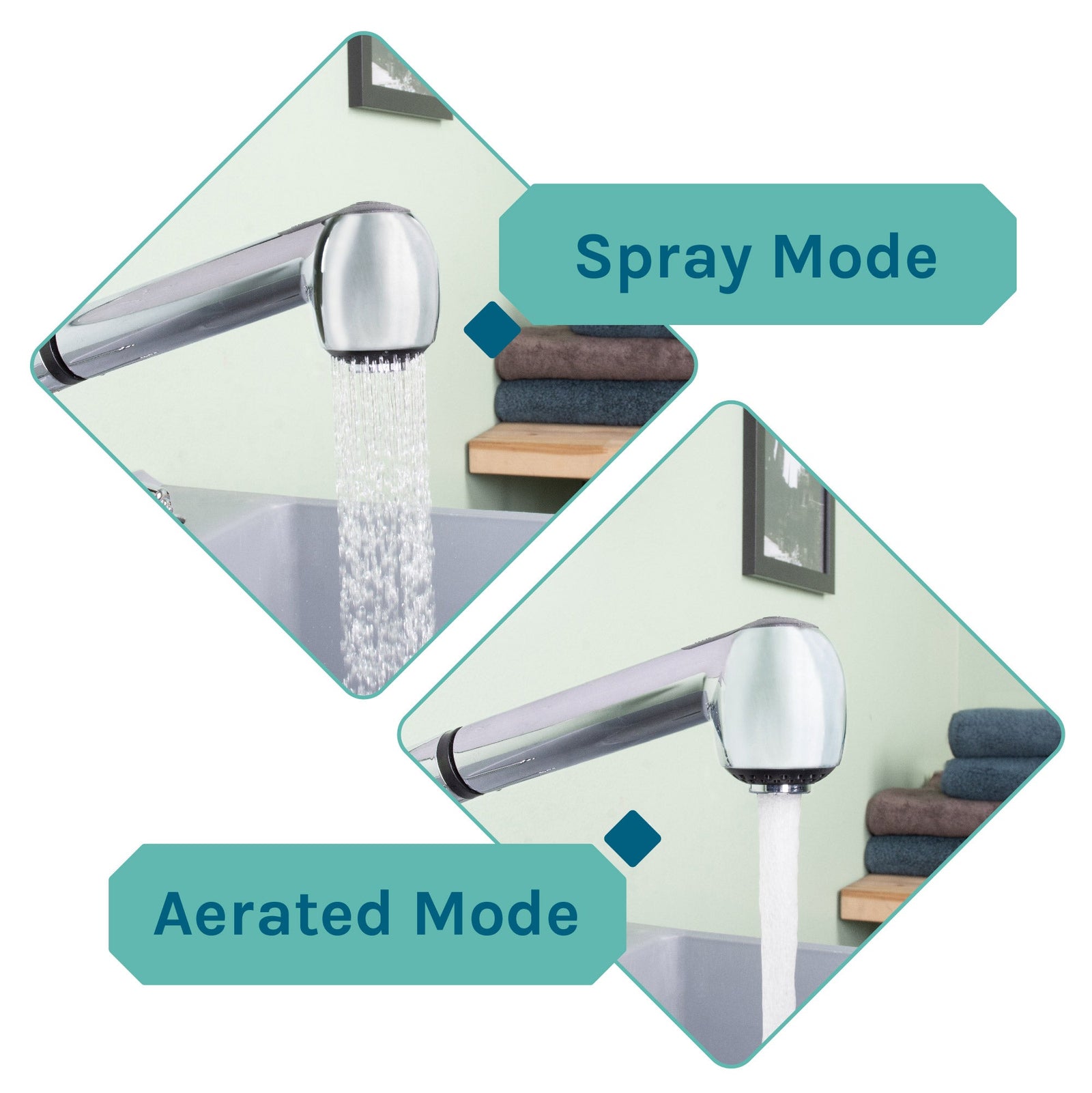 Tehila Standard Freestanding Grey Utility Sink with Chrome Finish Pull-Out Faucet