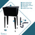 Tehila Standard Freestanding Black Utility Sink with Black Legs, No Supply Lines