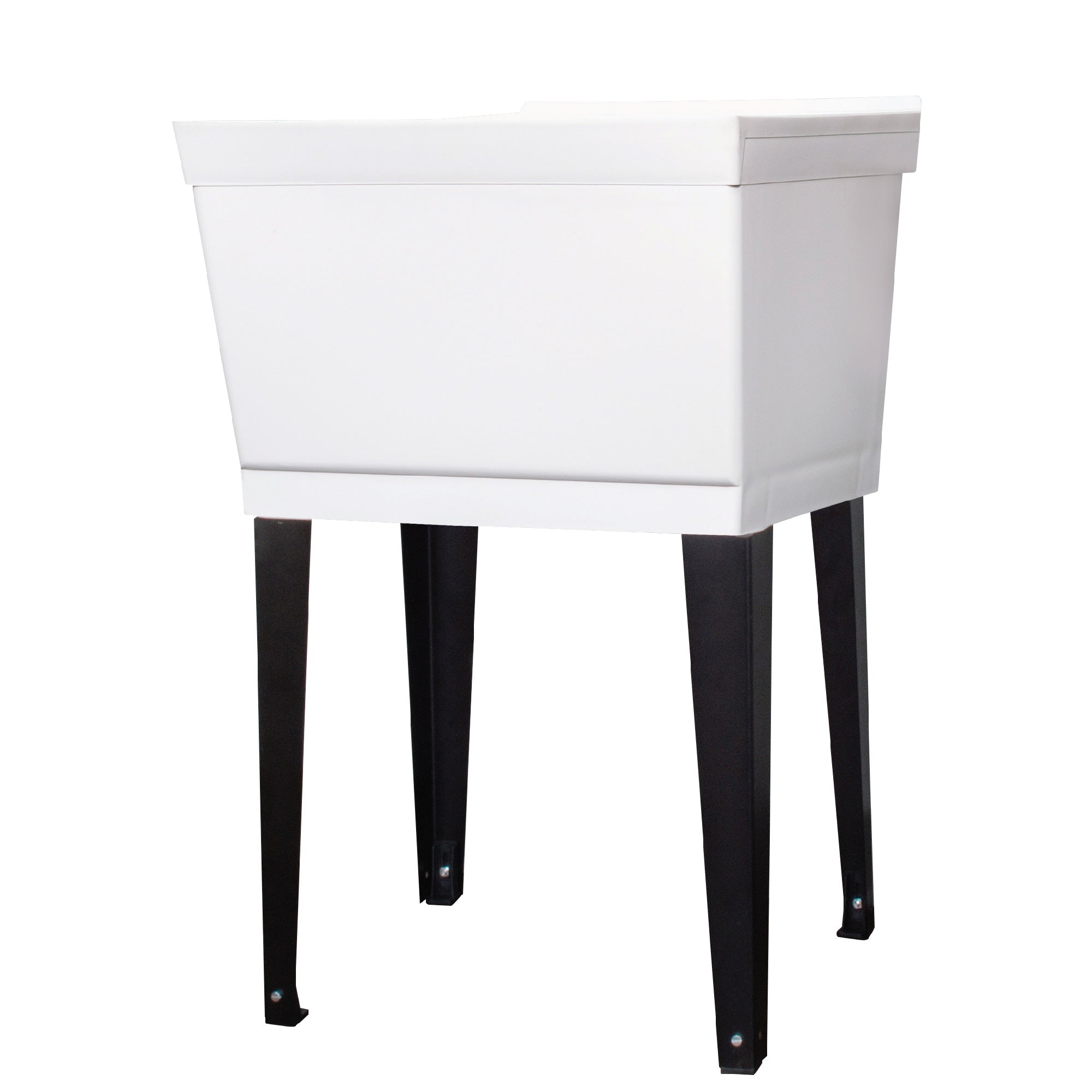Tehila Standard Freestanding White Utility Sink with Black Legs, No Supply Lines