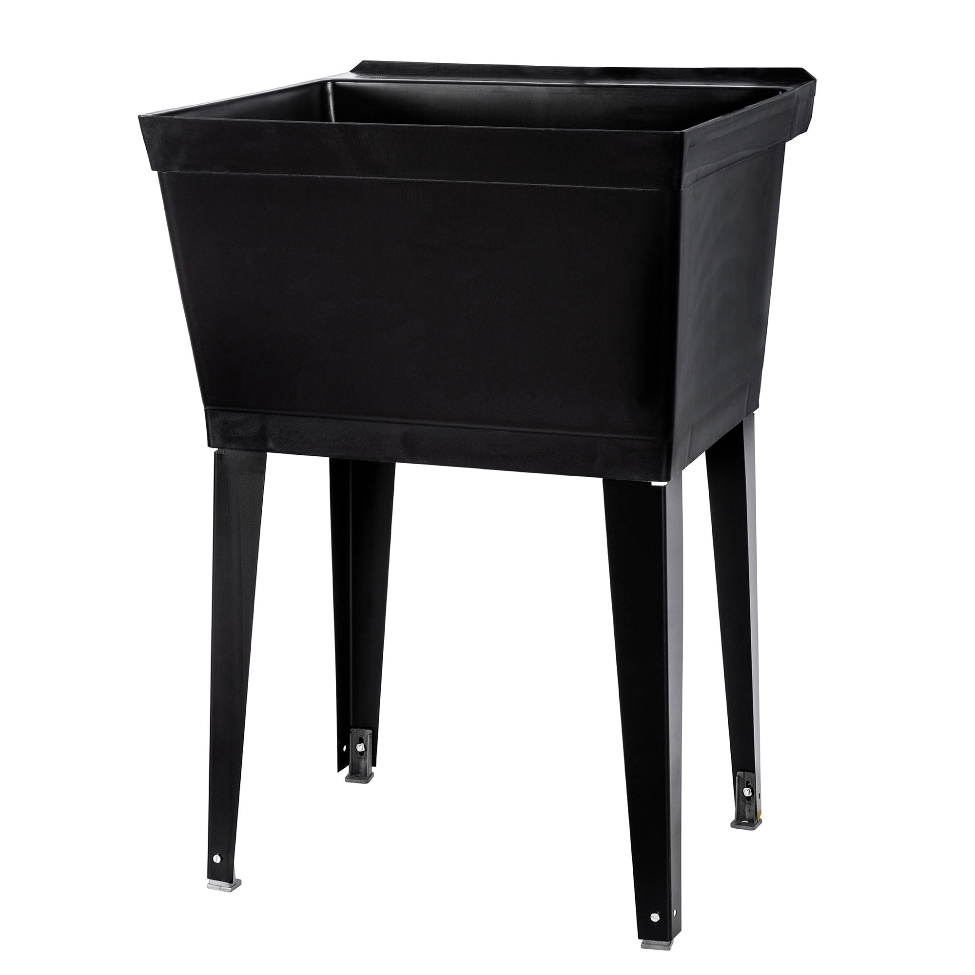 Tehila Standard Freestanding Black Utility Sink with Black Legs, Water Supply Lines Included