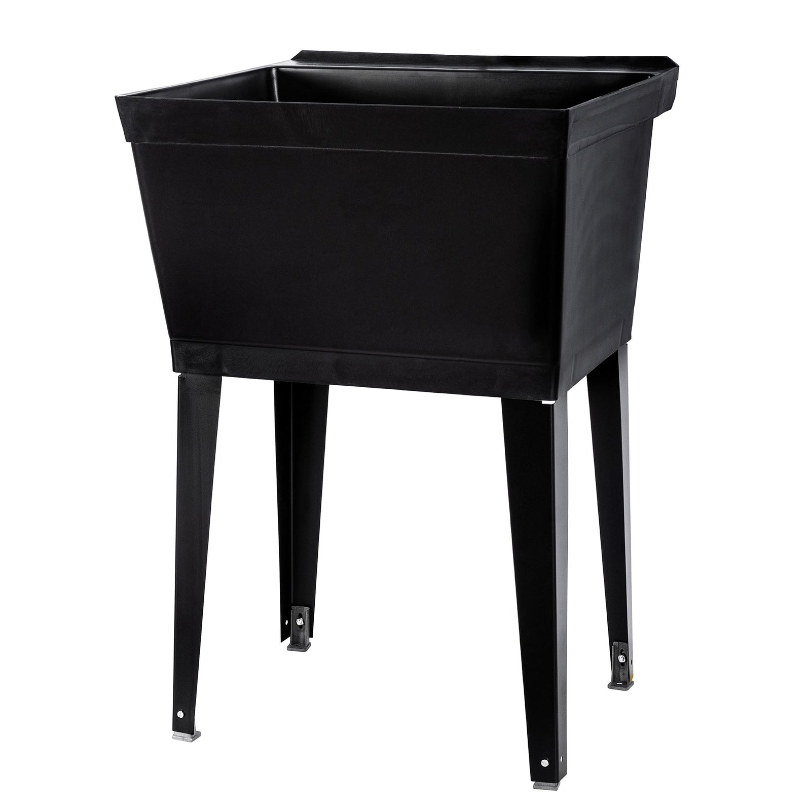 Tehila Standard Freestanding Black Utility Sink with Black Legs, Water Supply Lines Included