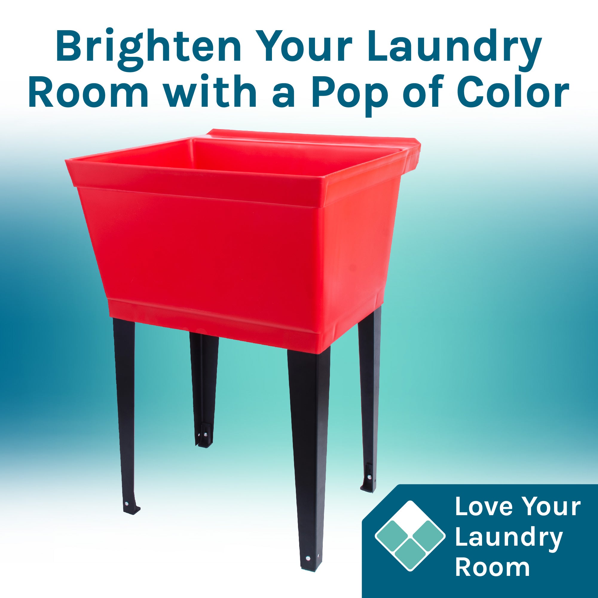 Tehila Standard Freestanding Red Utility Sink with Black Legs, Water Supply Lines Included