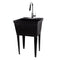 Tehila Standard Freestanding Black Utility Sink with Chrome Finish High-Arc Pull-Down Faucet