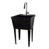 Tehila Standard Freestanding Black Utility Sink with Chrome Finish High-Arc Pull-Down Faucet