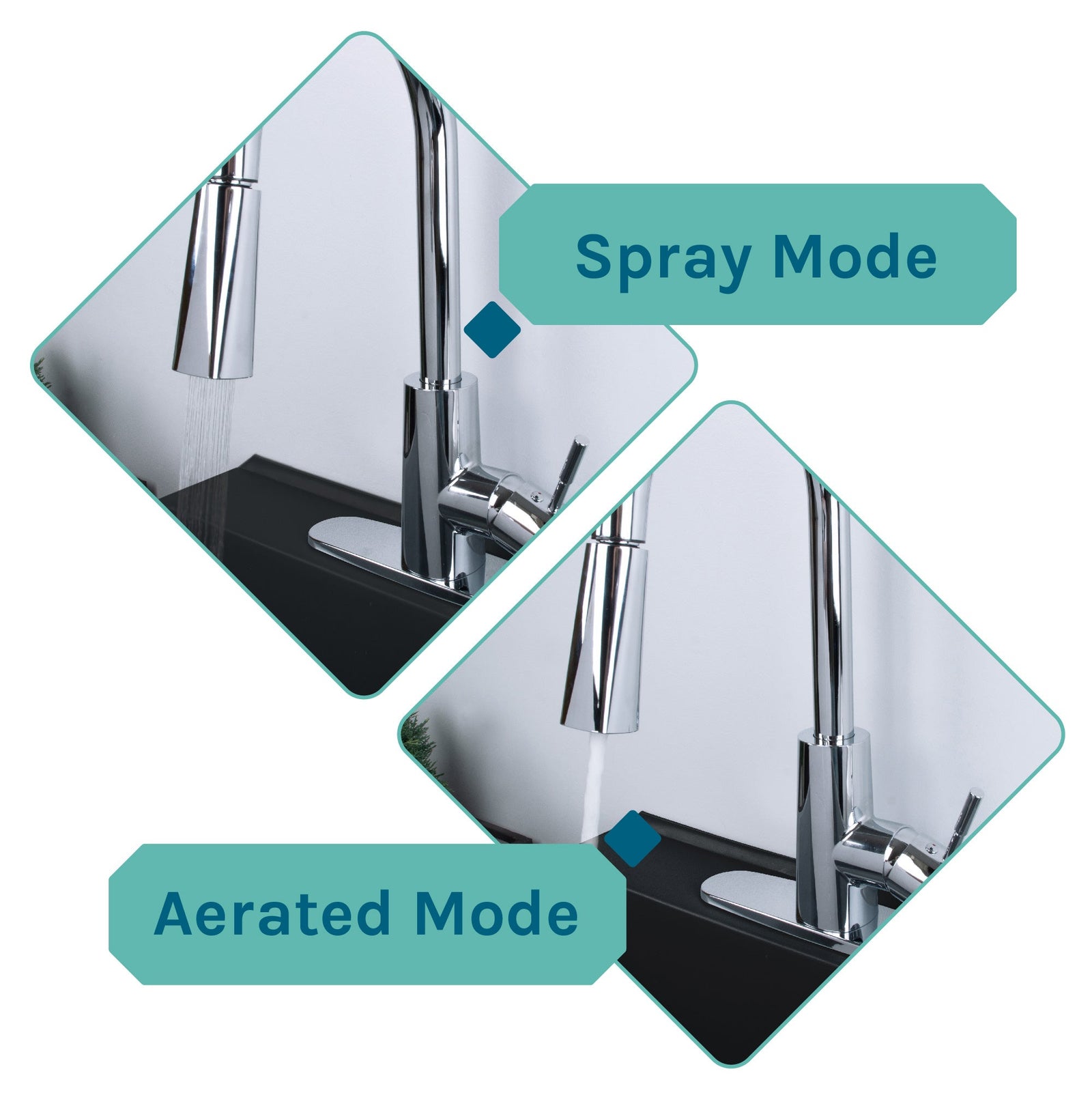 Tehila Standard Freestanding Black Utility Sink with Chrome Finish High-Arc Pull-Down Faucet