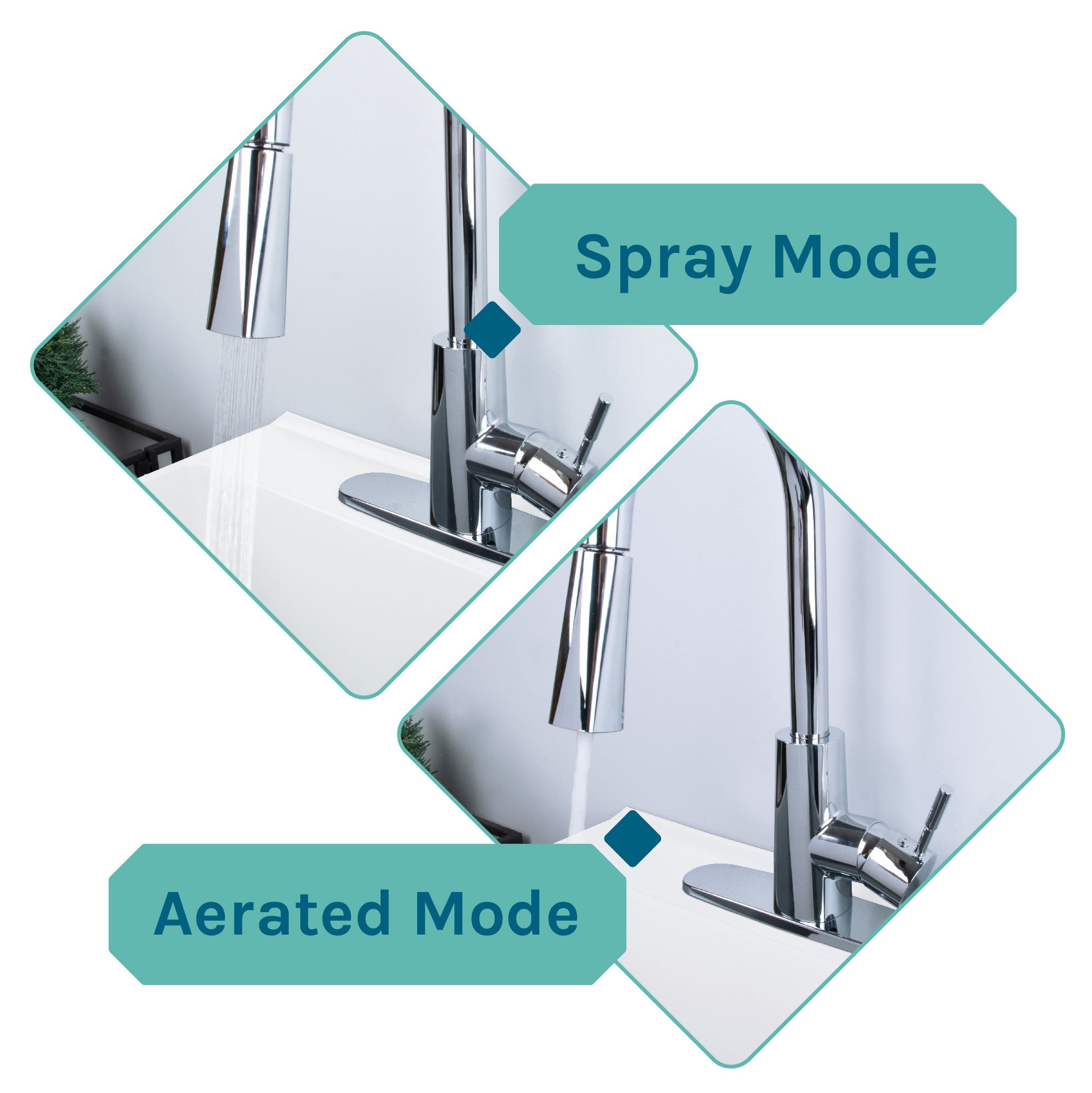 Tehila Standard Freestanding White Utility Sink with Chrome Finish High-Arc Pull-Down Faucet