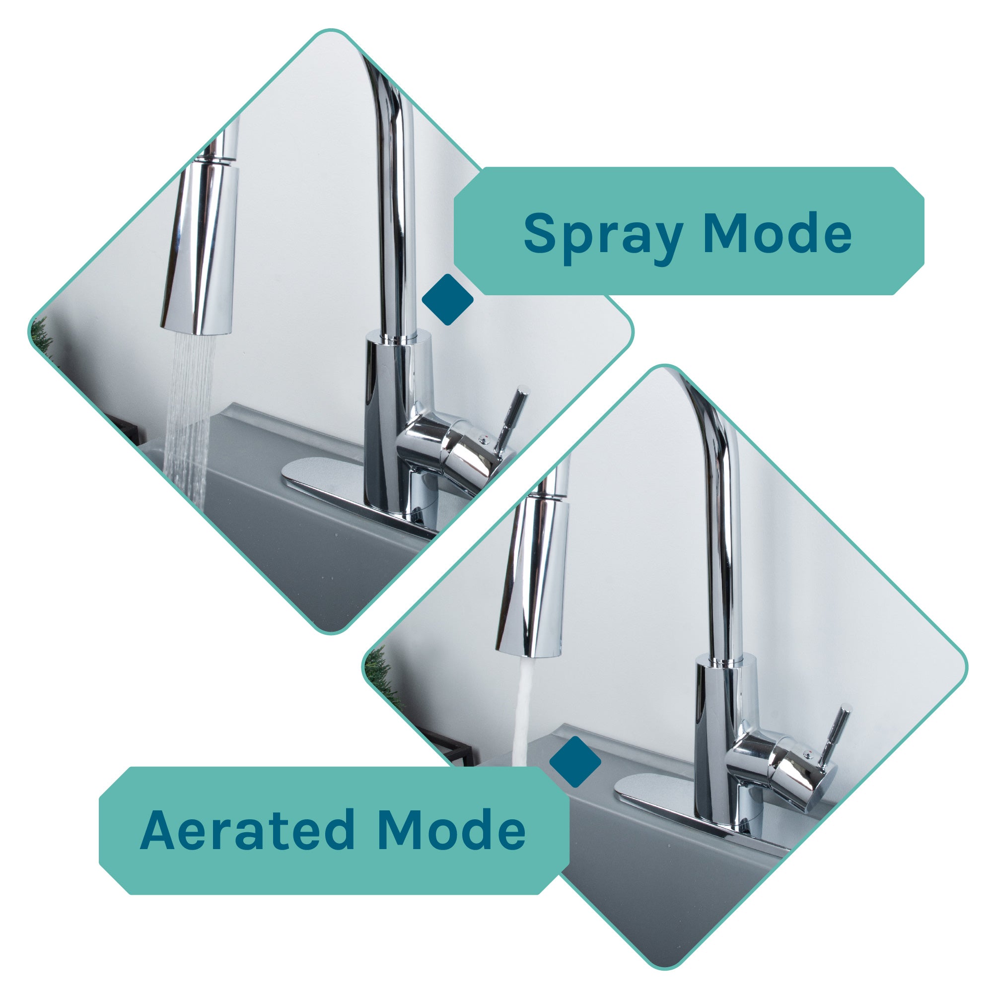 Tehila Standard Freestanding Grey Utility Sink with Chrome Finish High-Arc Pull-Down Faucet