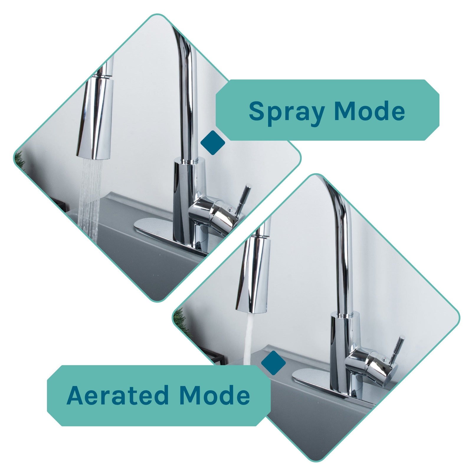 Tehila Standard Freestanding Grey Utility Sink with Chrome Finish High-Arc Pull-Down Faucet